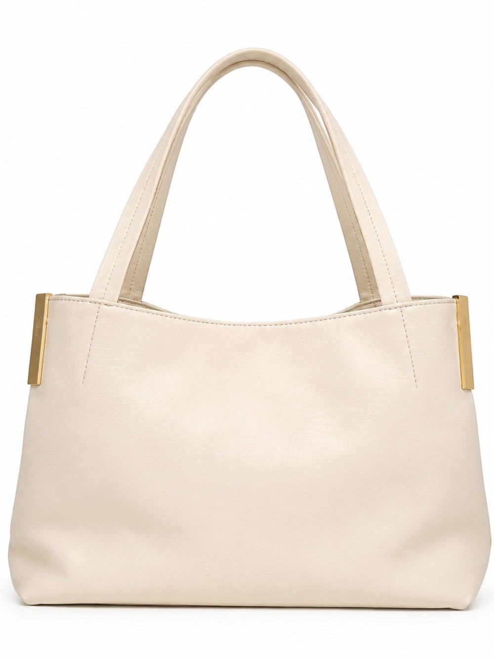 Madison West Ivory Cream Structured Tote Bag Gold Hardware NWOT